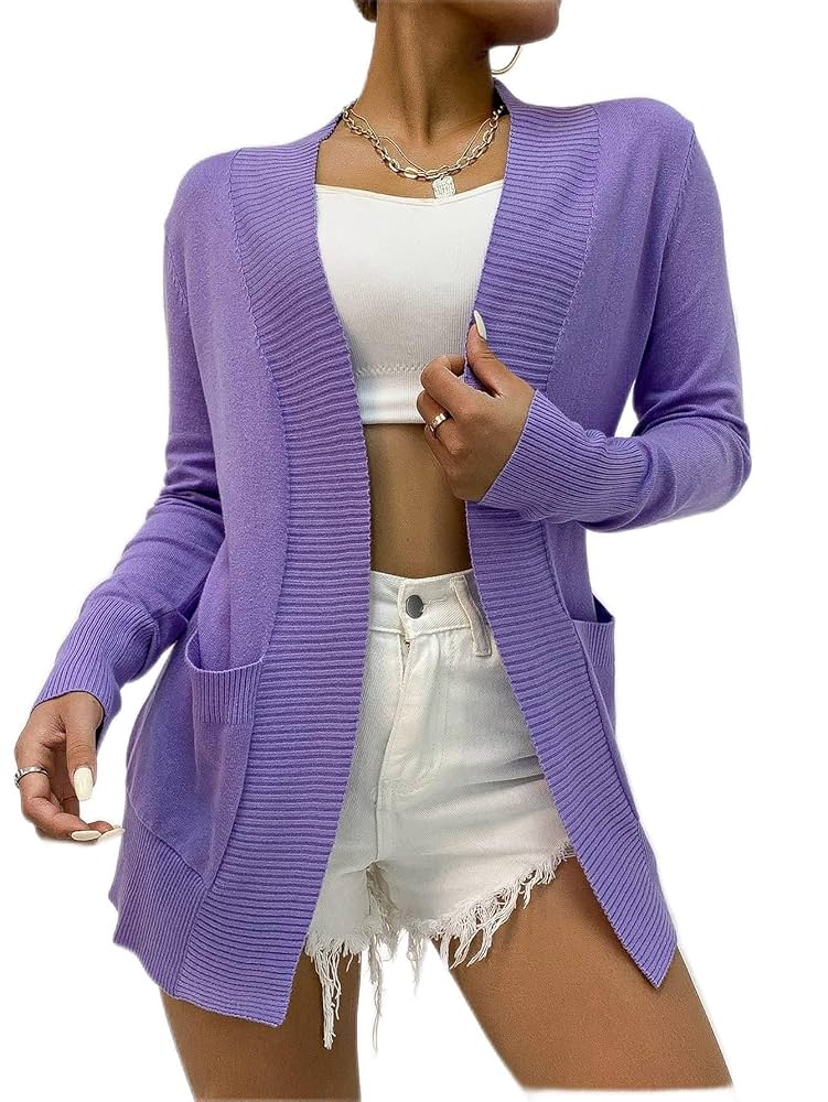 レディースウェア piping onepiece & cardigan set (purple) Amazon.com: DBODHI Women's Cardigans Pocket Patched Solid